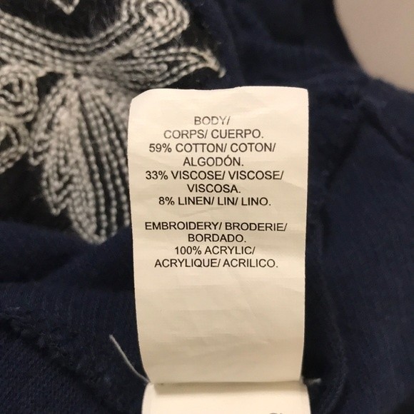 Lucky Brand Top Sleeveless linen Blend blue & white Floral Embroidered size XS - Picture 11 of 11